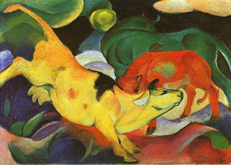 Franz Marc Cows, Yellow, Red, Green France oil painting art